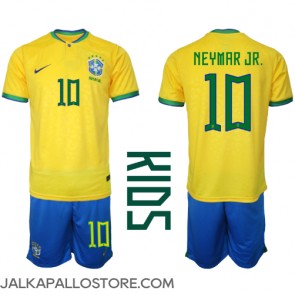 Brasilia Neymar Jr #10 Kotipaita Lapsille MM-kisat 2022 Lyhythihainen (+ shortsit)